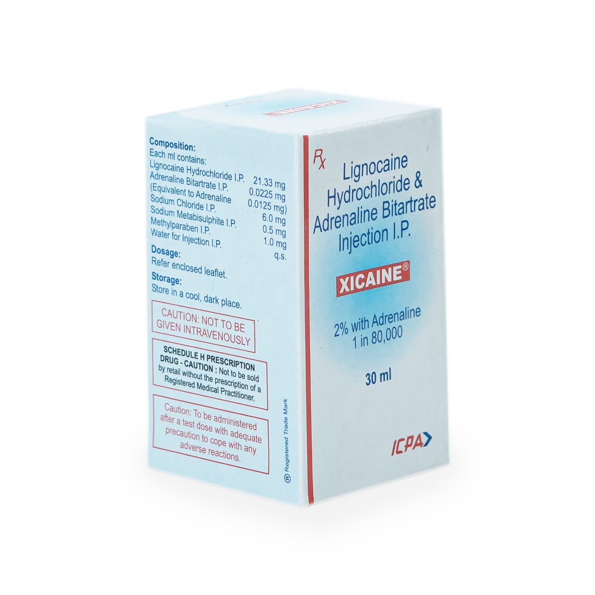 ICPA Xicaine 2% Dental Local Anaesthetic with Adrenaline 1:80,000 – 30ml