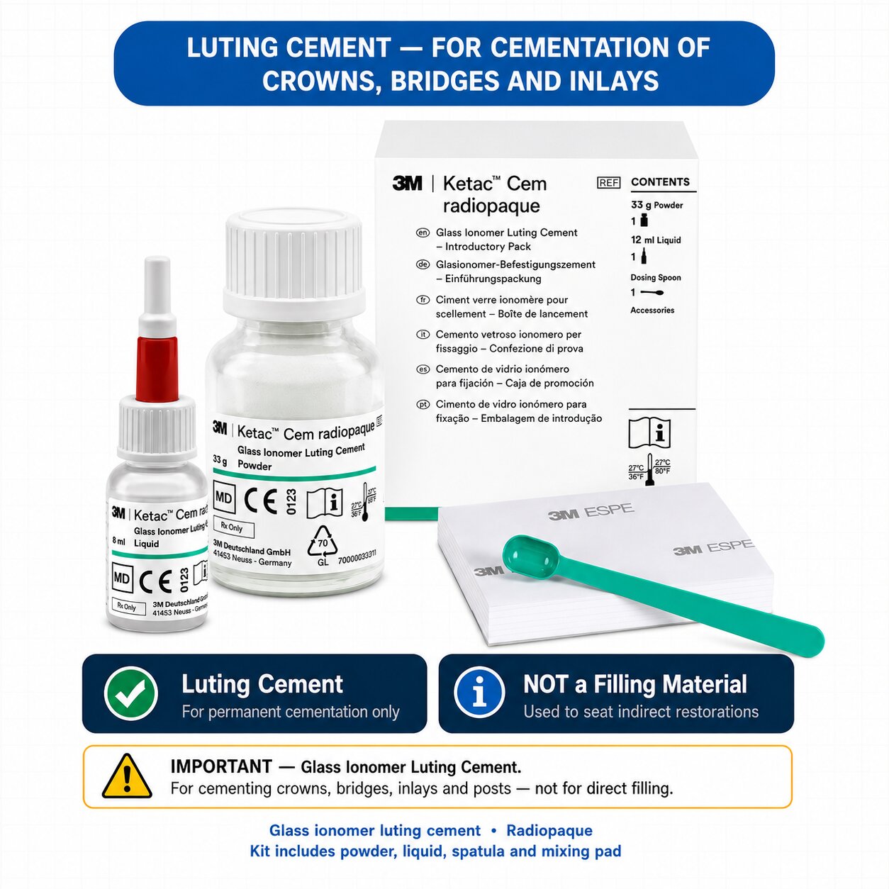 3M ESPE Ketac Cem Radiopaque Glass Ionomer Luting Cement
