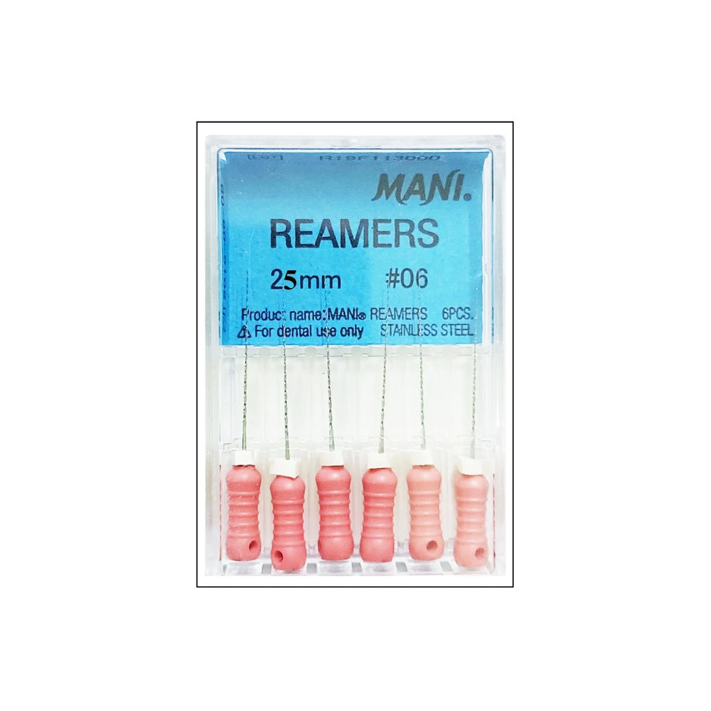 MANI Reamers 25mm Stainless Steel Root Canal Hand Reamers (6 pcs)