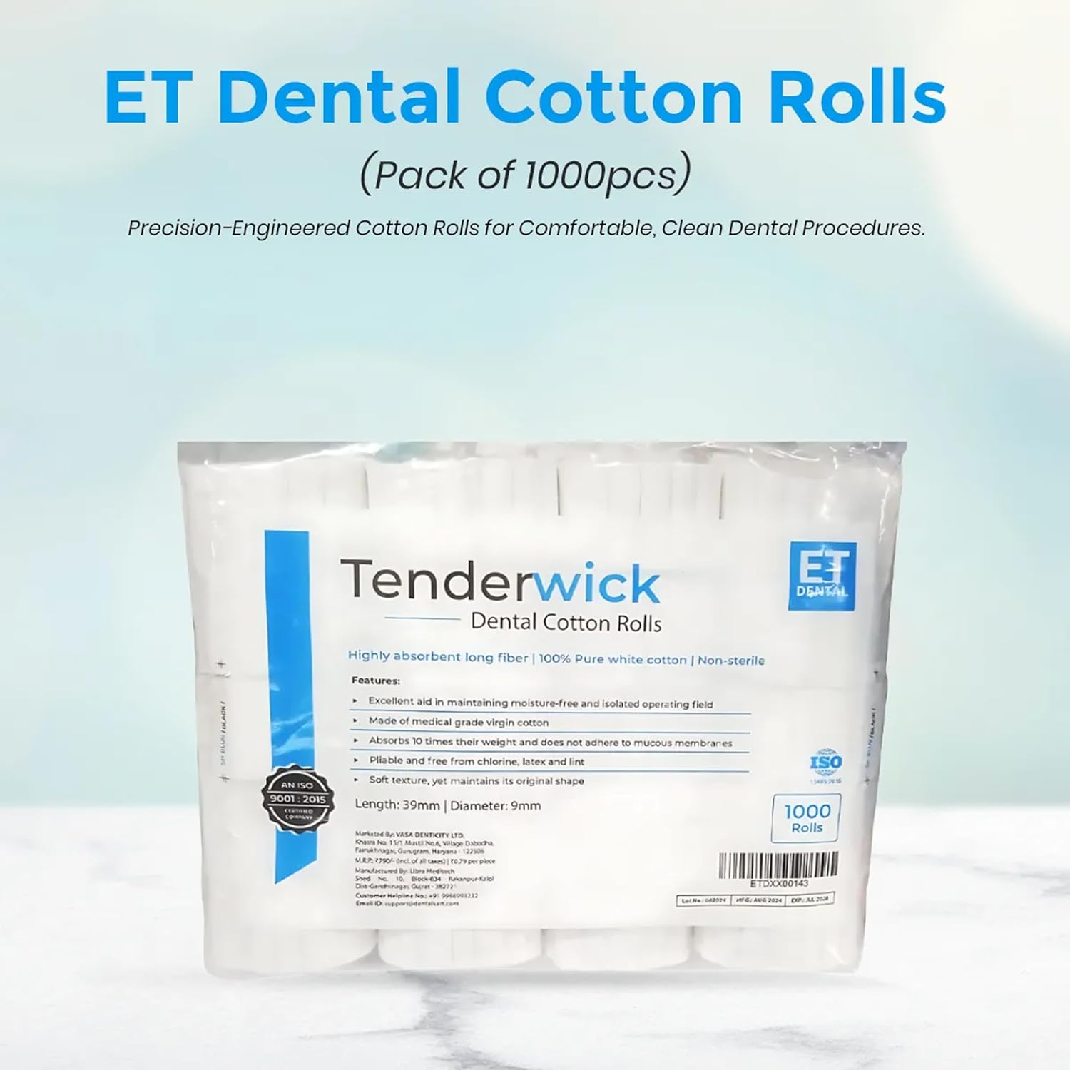 ET Dental Cotton Rolls – Highly Absorbent, Pack of 1000 Pieces