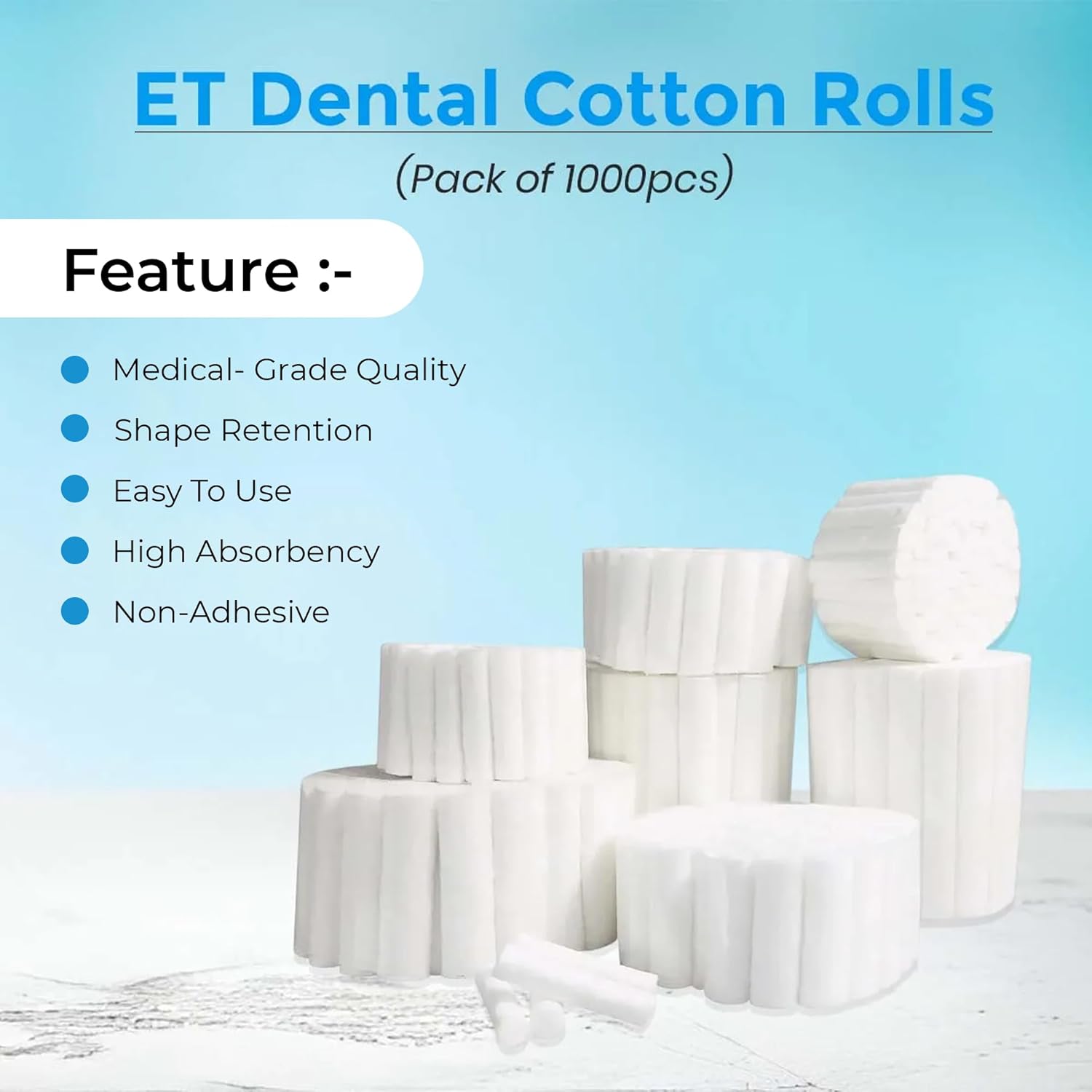 ET Dental Cotton Rolls – Highly Absorbent, Pack of 1000 Pieces