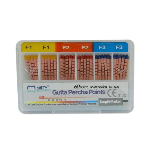 Meta Biomed Gutta Percha Points F1–F3 – 60 Points