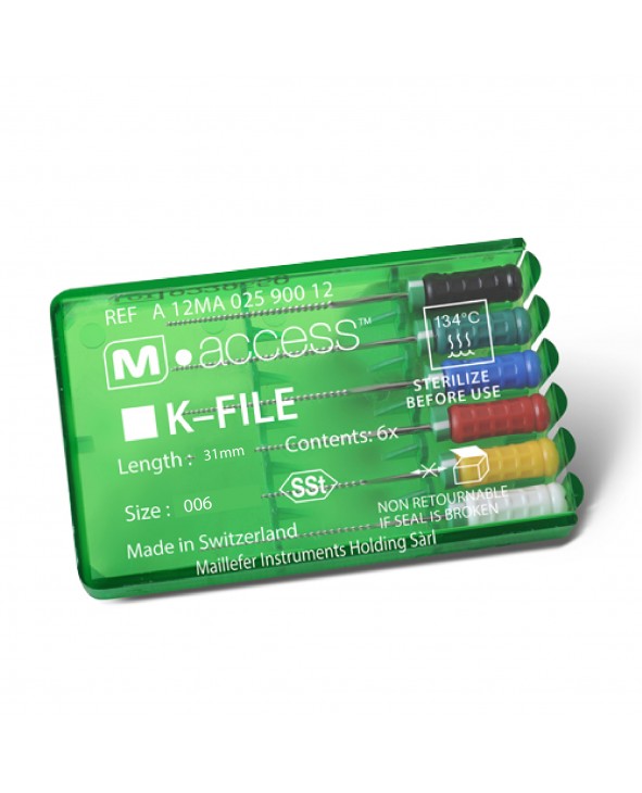 Dentsply Maillefer M-Access K-File 31mm Assorted Size 015–040 – Pack of 6