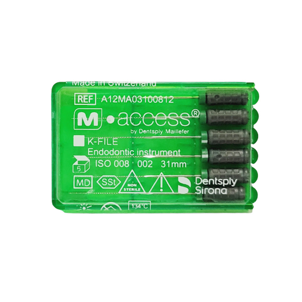 Dentsply Maillefer M-Access K-File 31mm Assorted Size 015–040 – Pack of 6