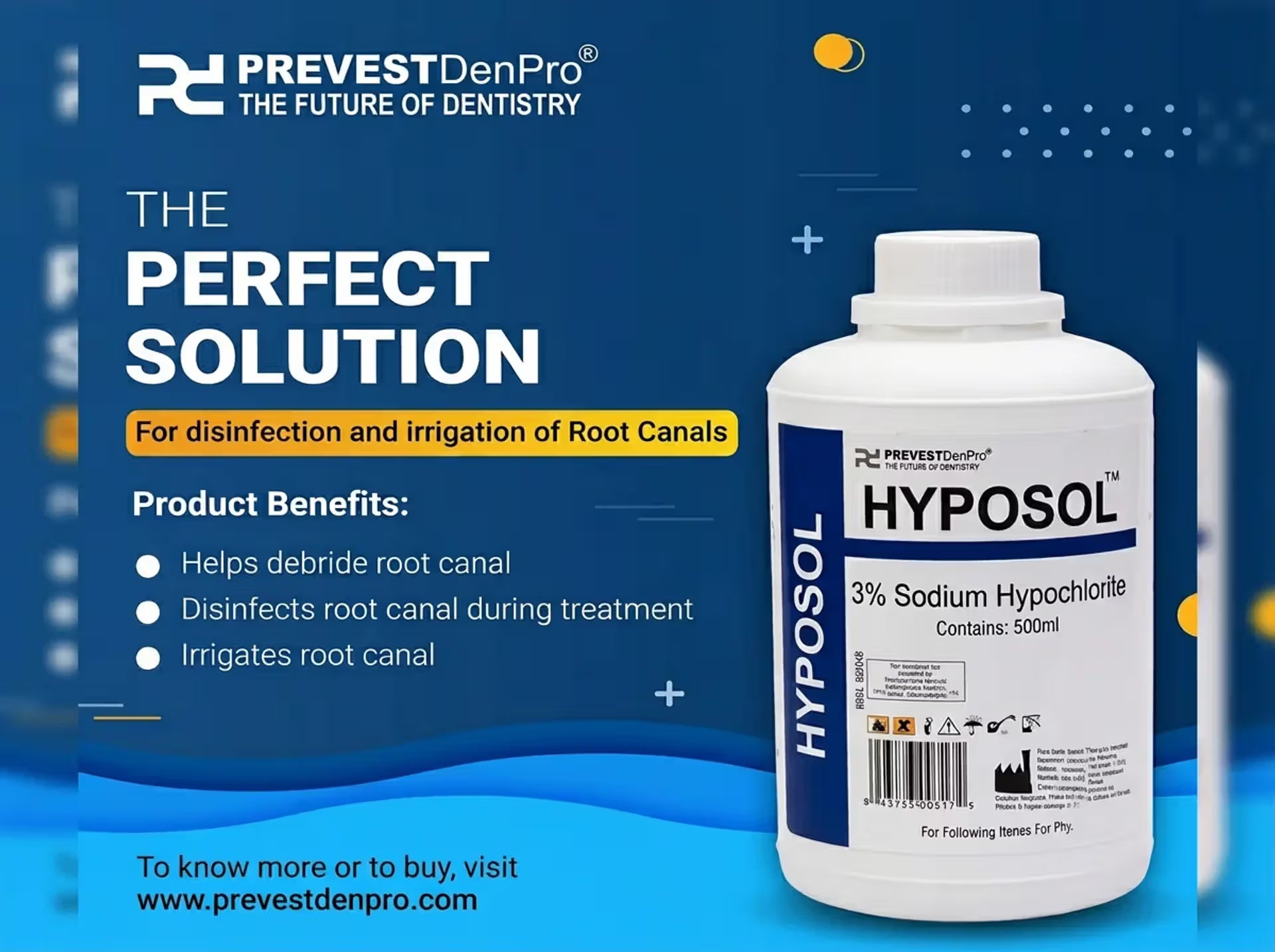 Prevest DenPro Hyposol Sodium Hypochlorite Root Canal Irrigant – 500ml
